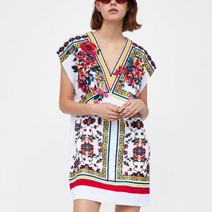 Zara Floral Printed Rubberized Dress - M